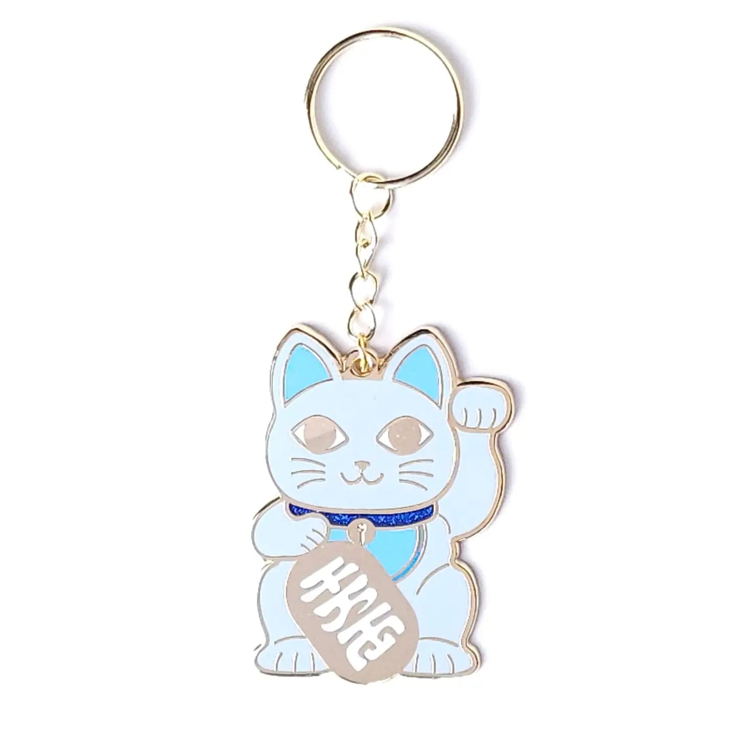 Porte-clés Maneki Neko bleu