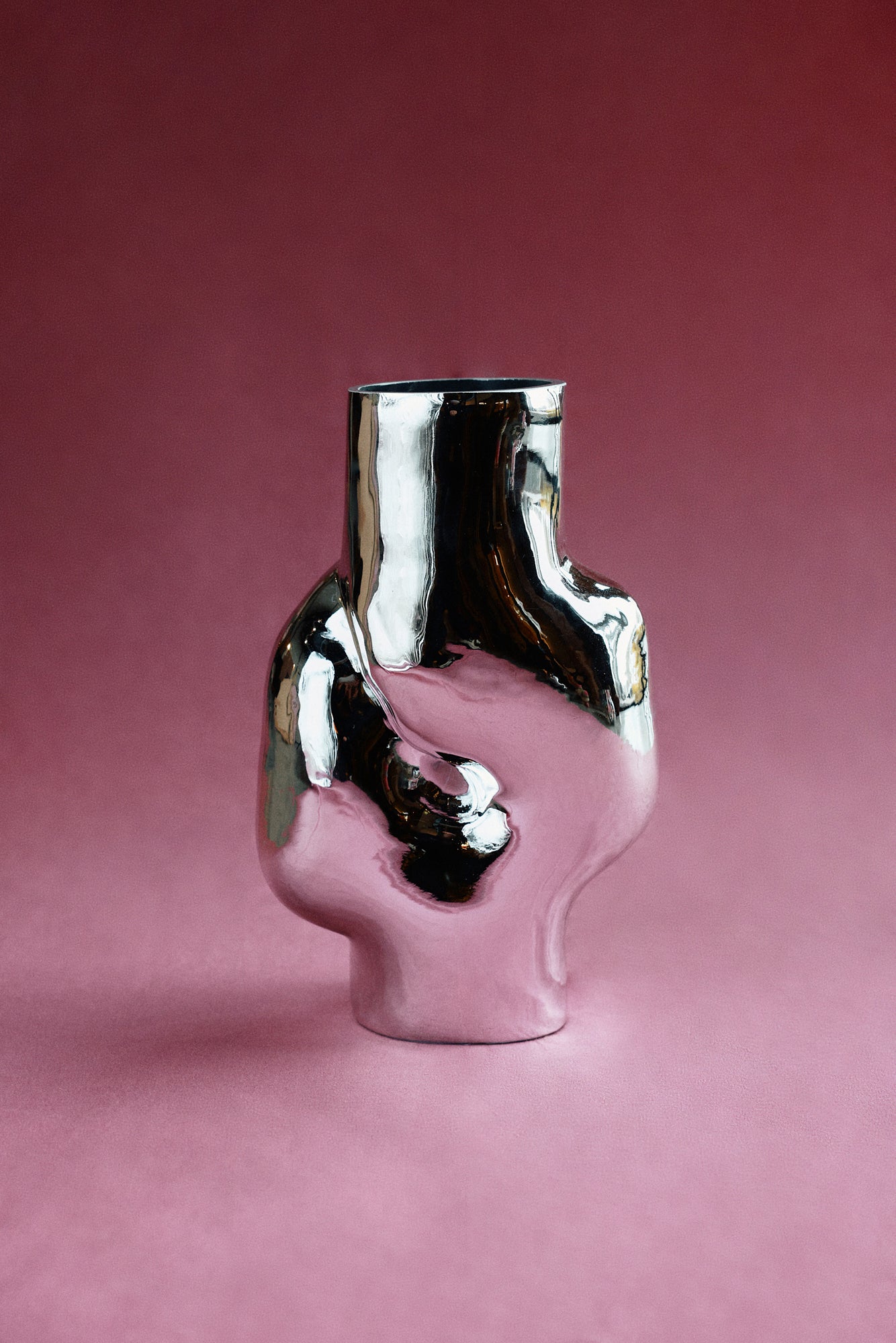 Large chrome vase