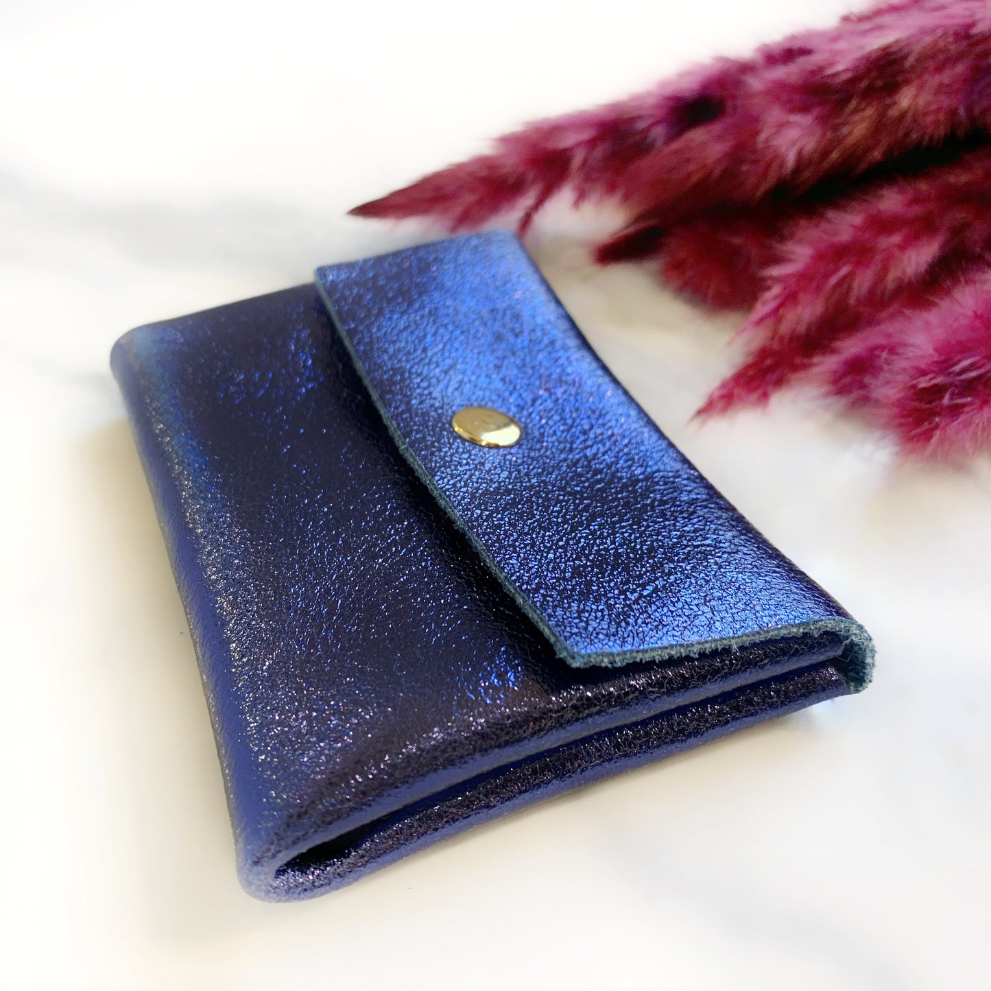 Porte-monnaie en cuir pailleté