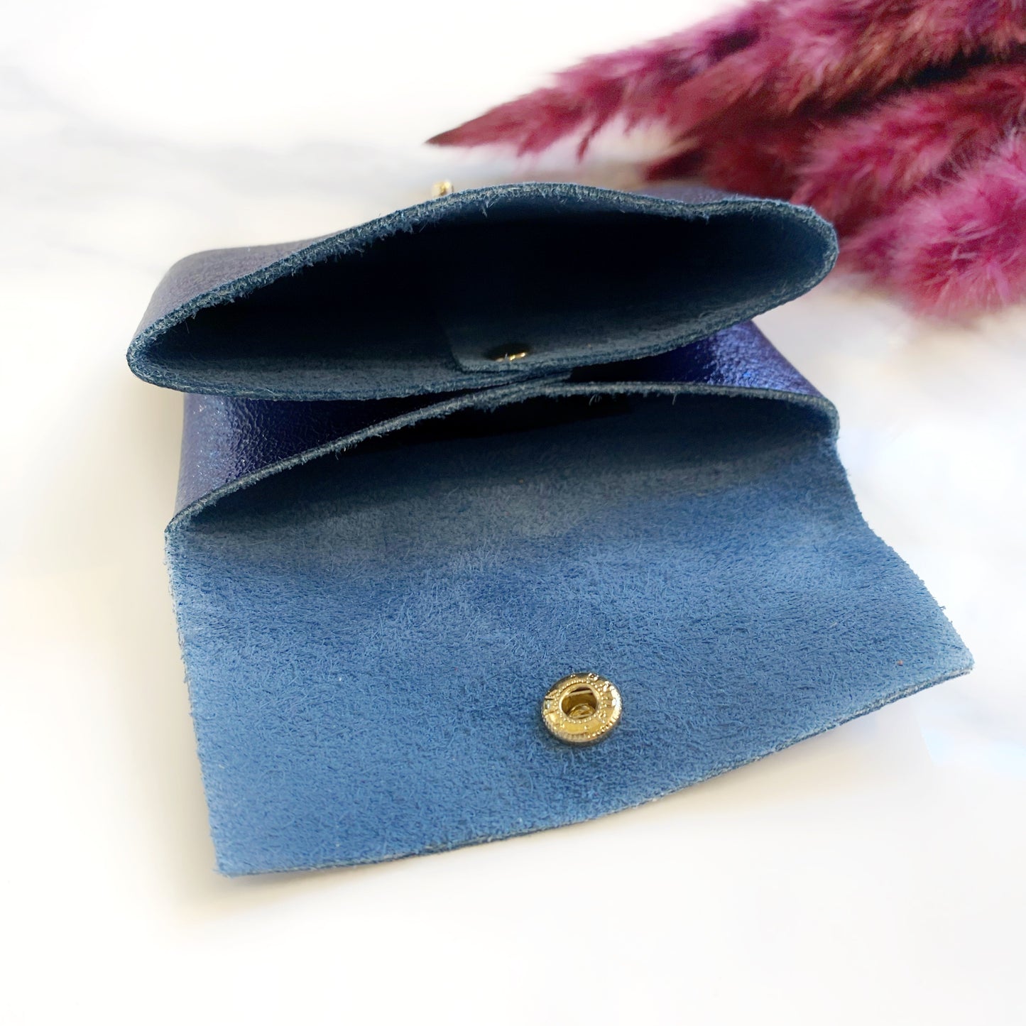Porte-monnaie en cuir pailleté