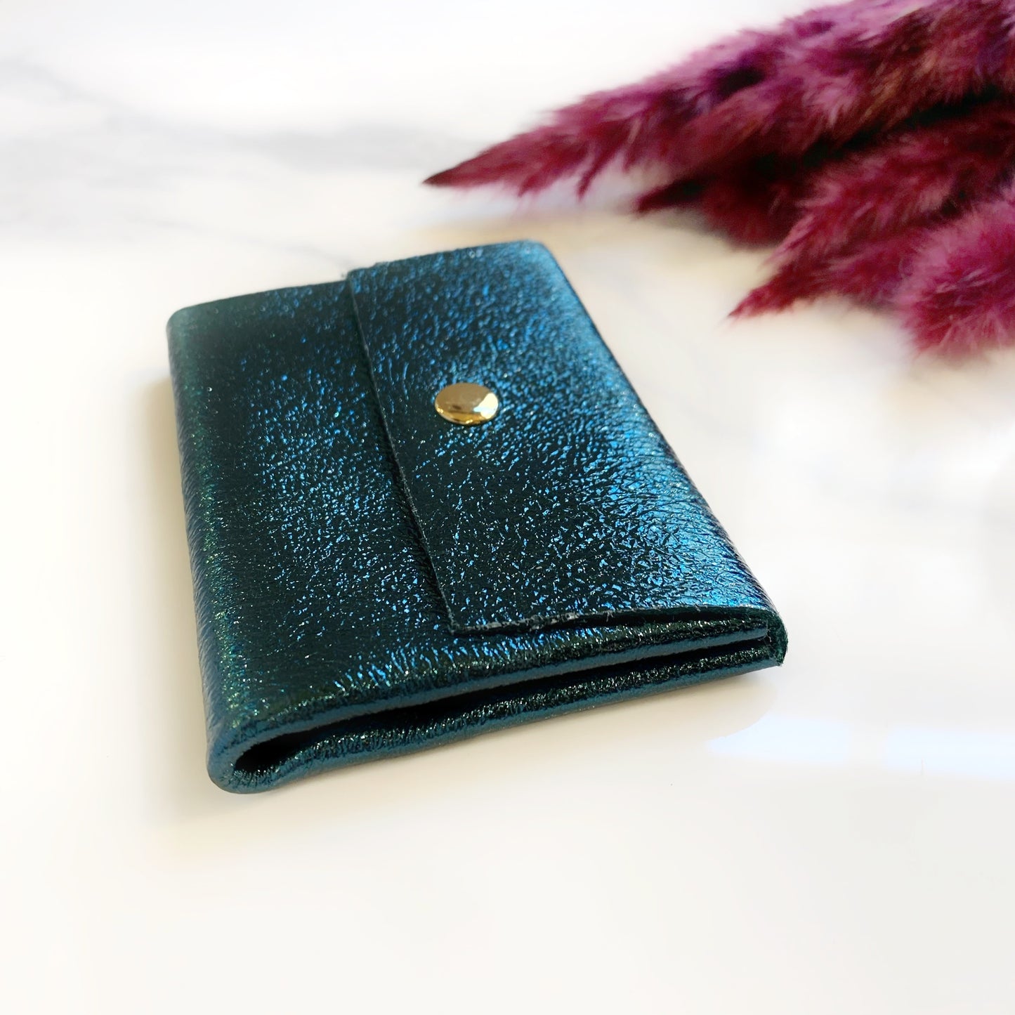 Porte-monnaie en cuir pailleté