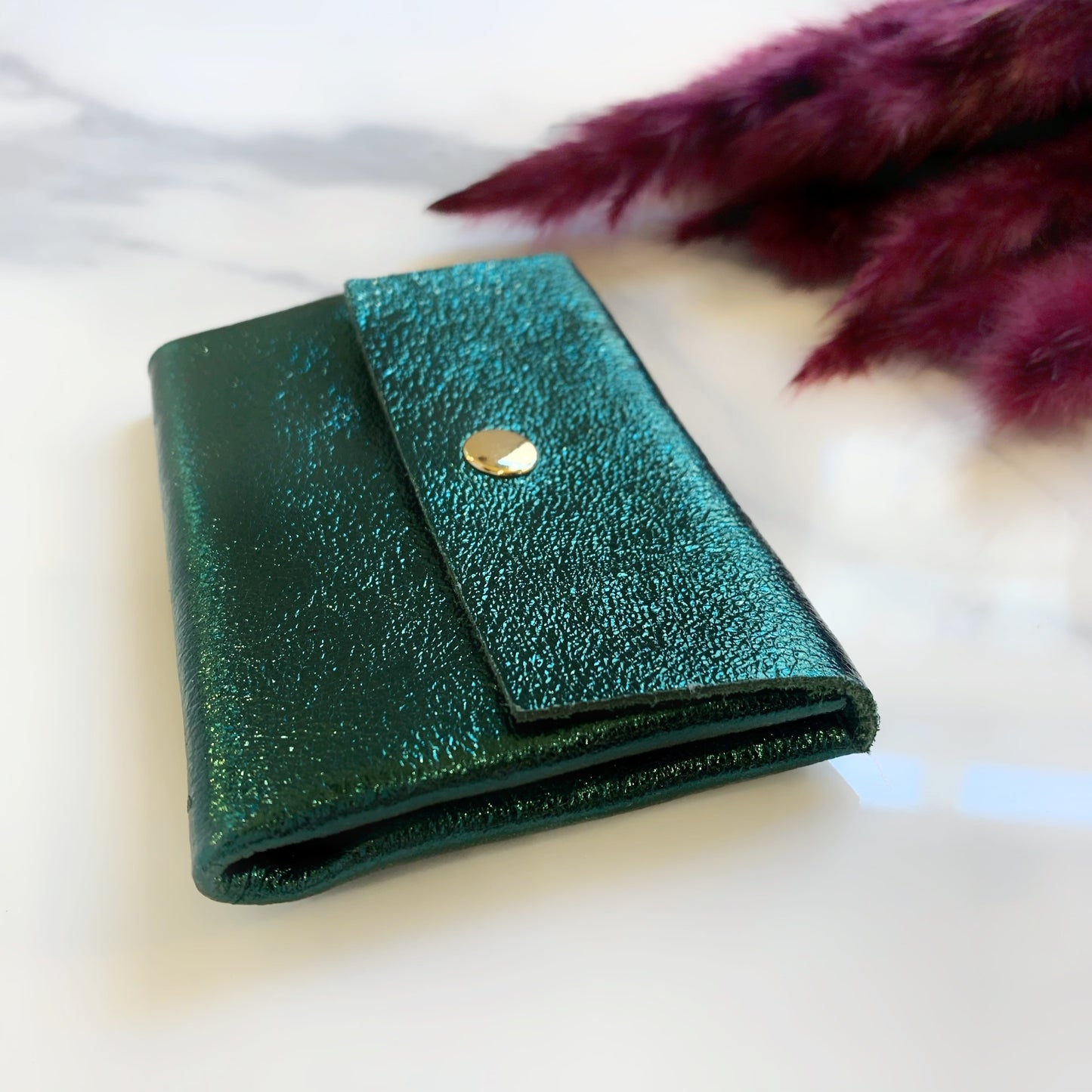 Porte-monnaie en cuir pailleté