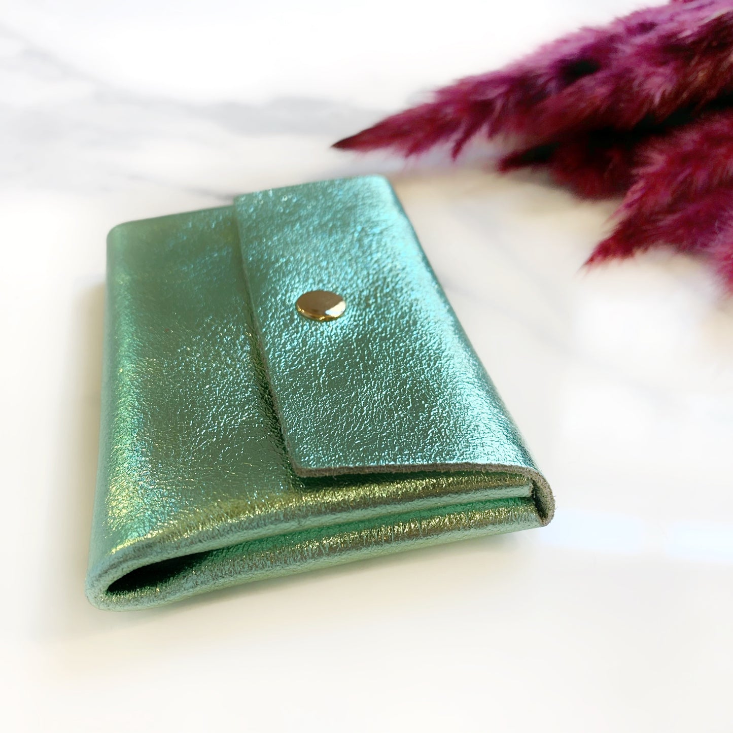 Porte-monnaie en cuir pailleté