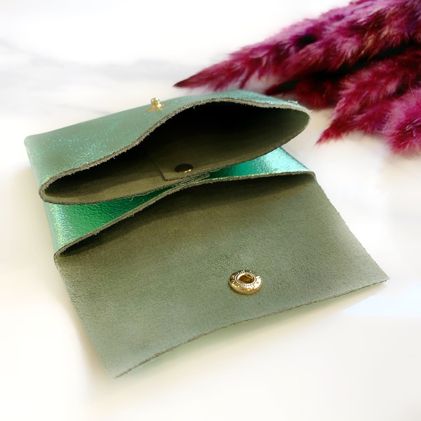 Porte-monnaie en cuir pailleté