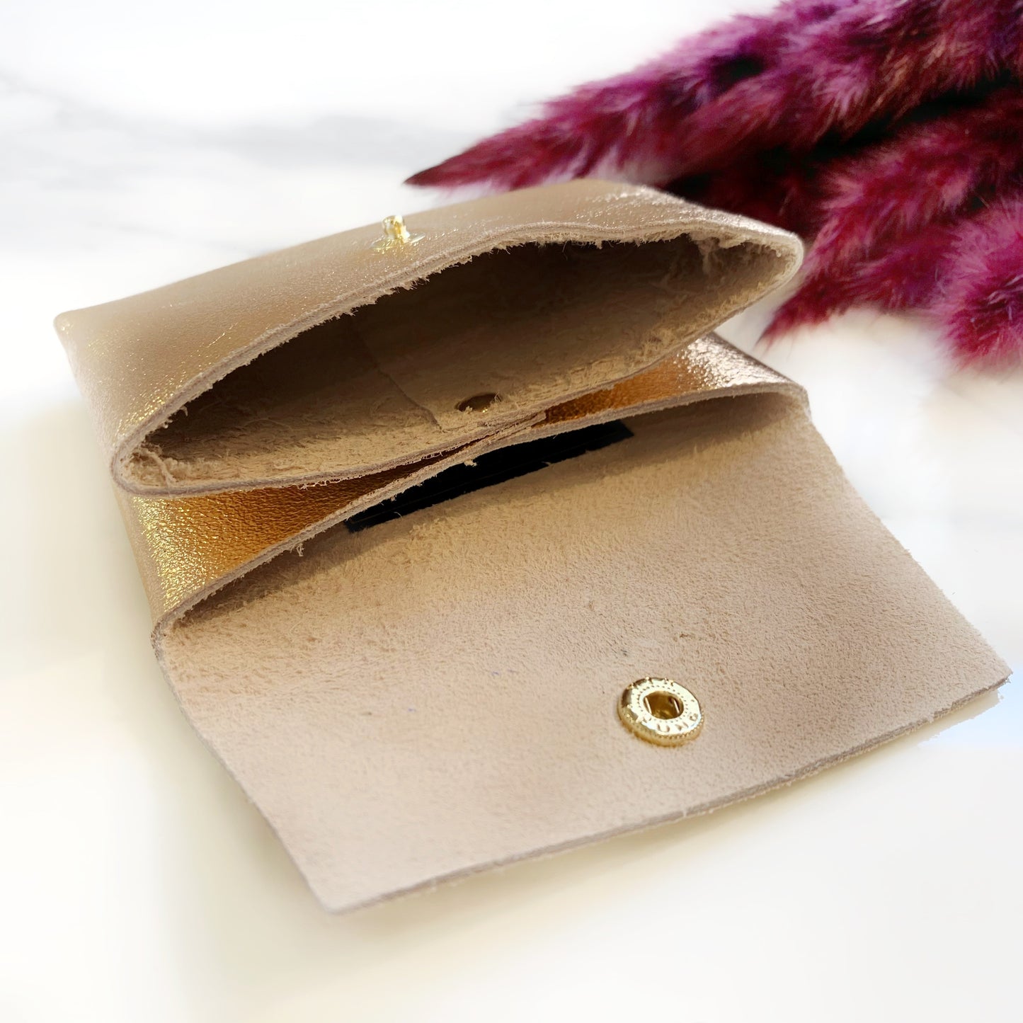 Porte-monnaie en cuir pailleté