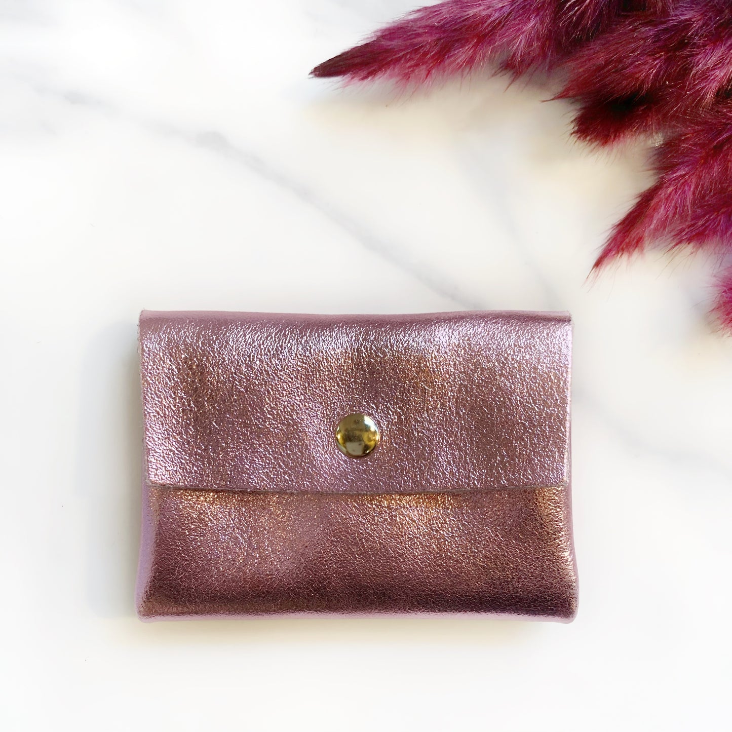 Porte-monnaie en cuir pailleté