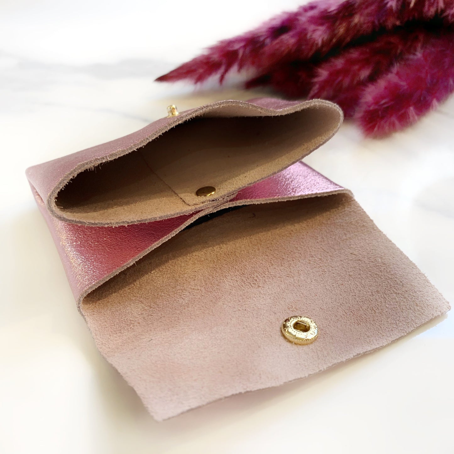 Porte-monnaie en cuir pailleté