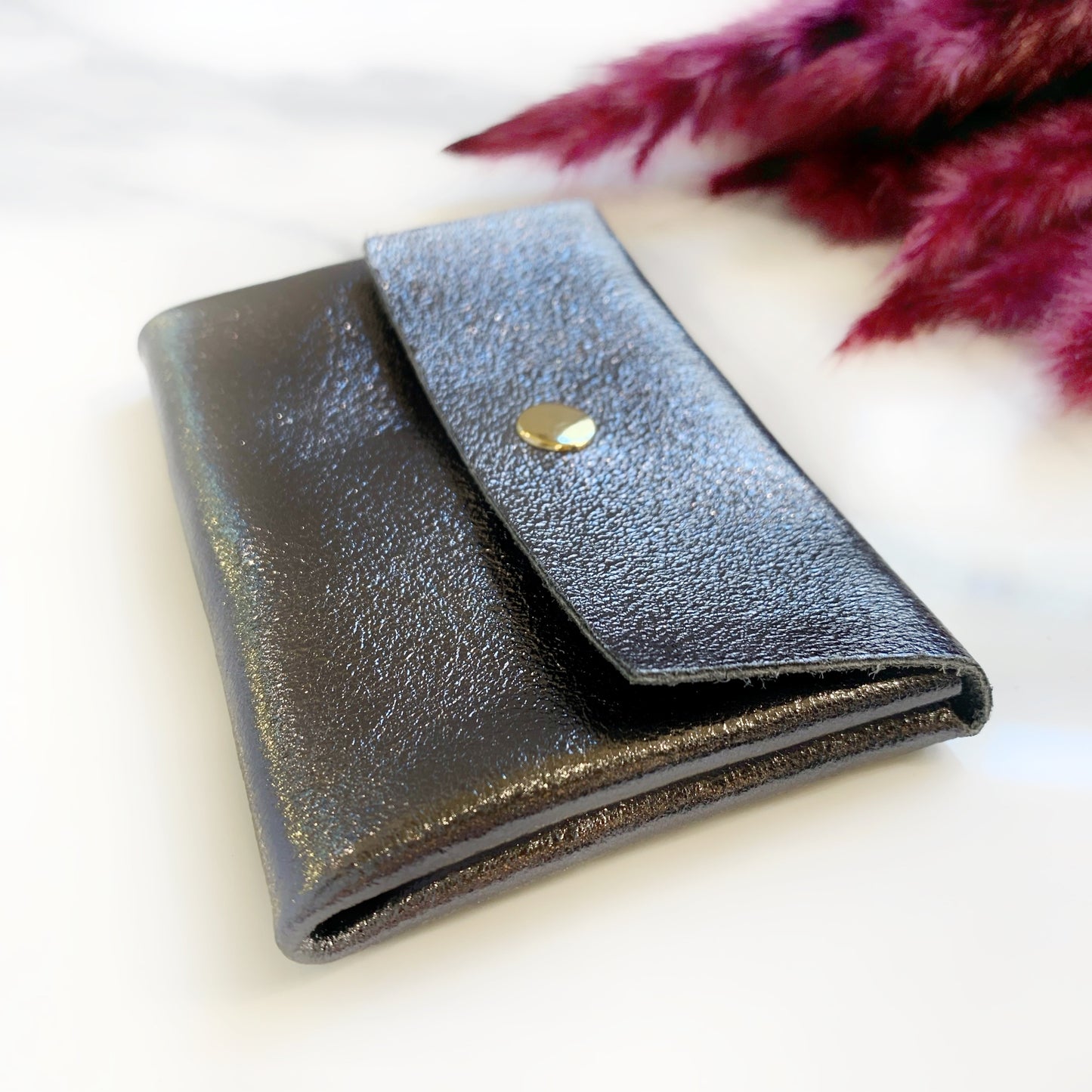 Porte-monnaie en cuir pailleté