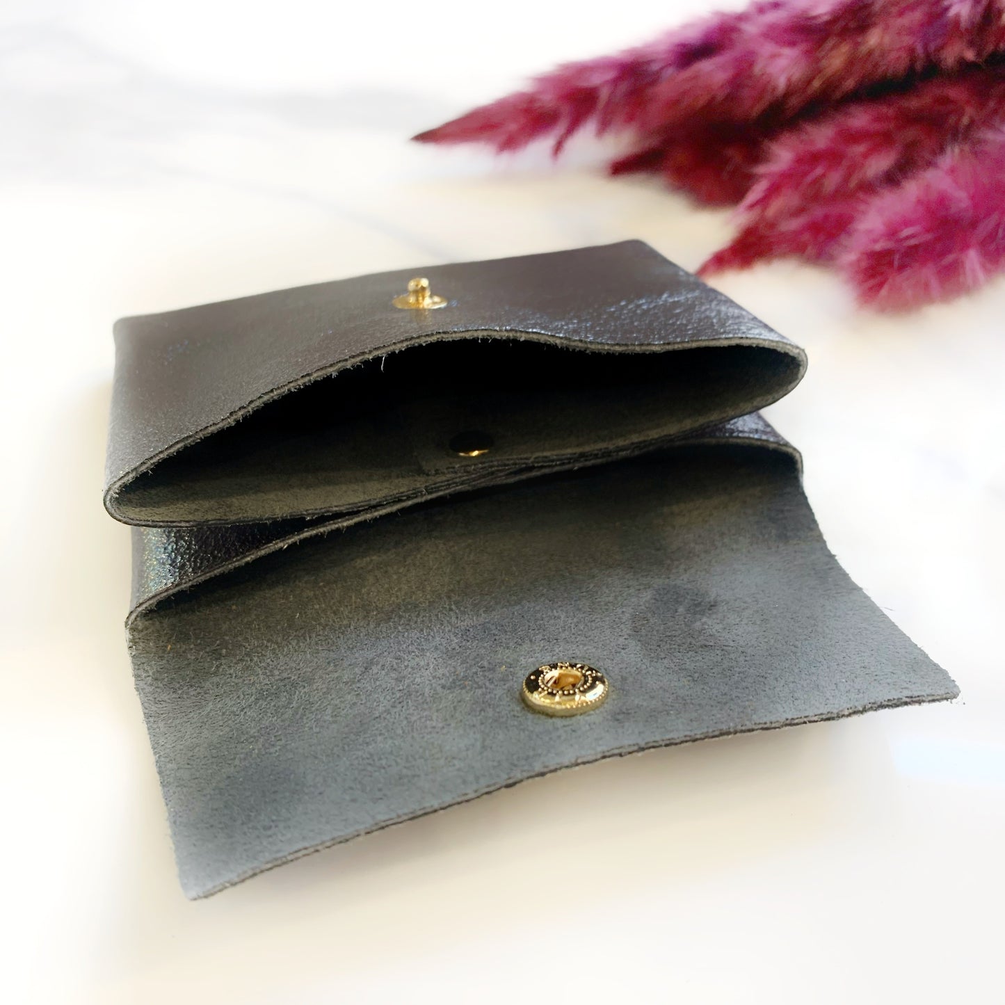 Porte-monnaie en cuir pailleté