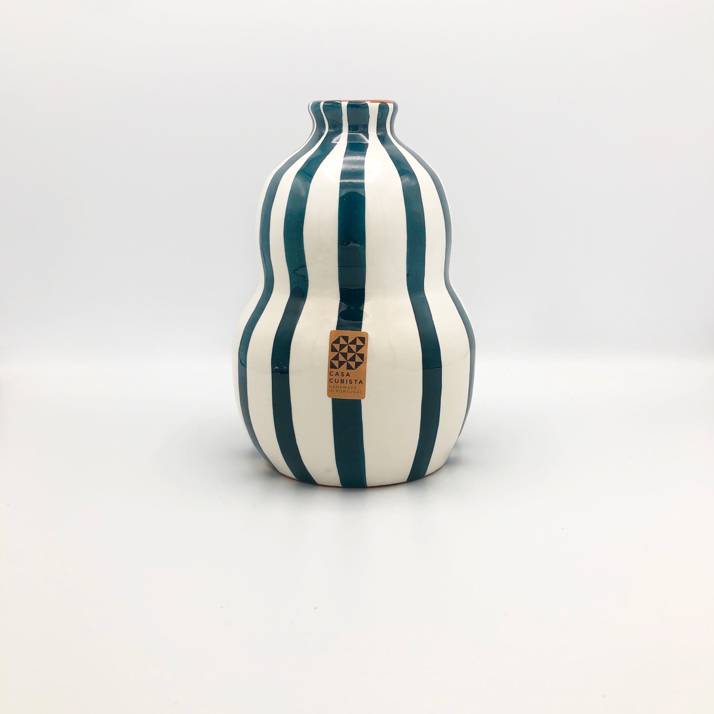 Vase gourde Bleu Canard Bold Stripe Casa Cubista