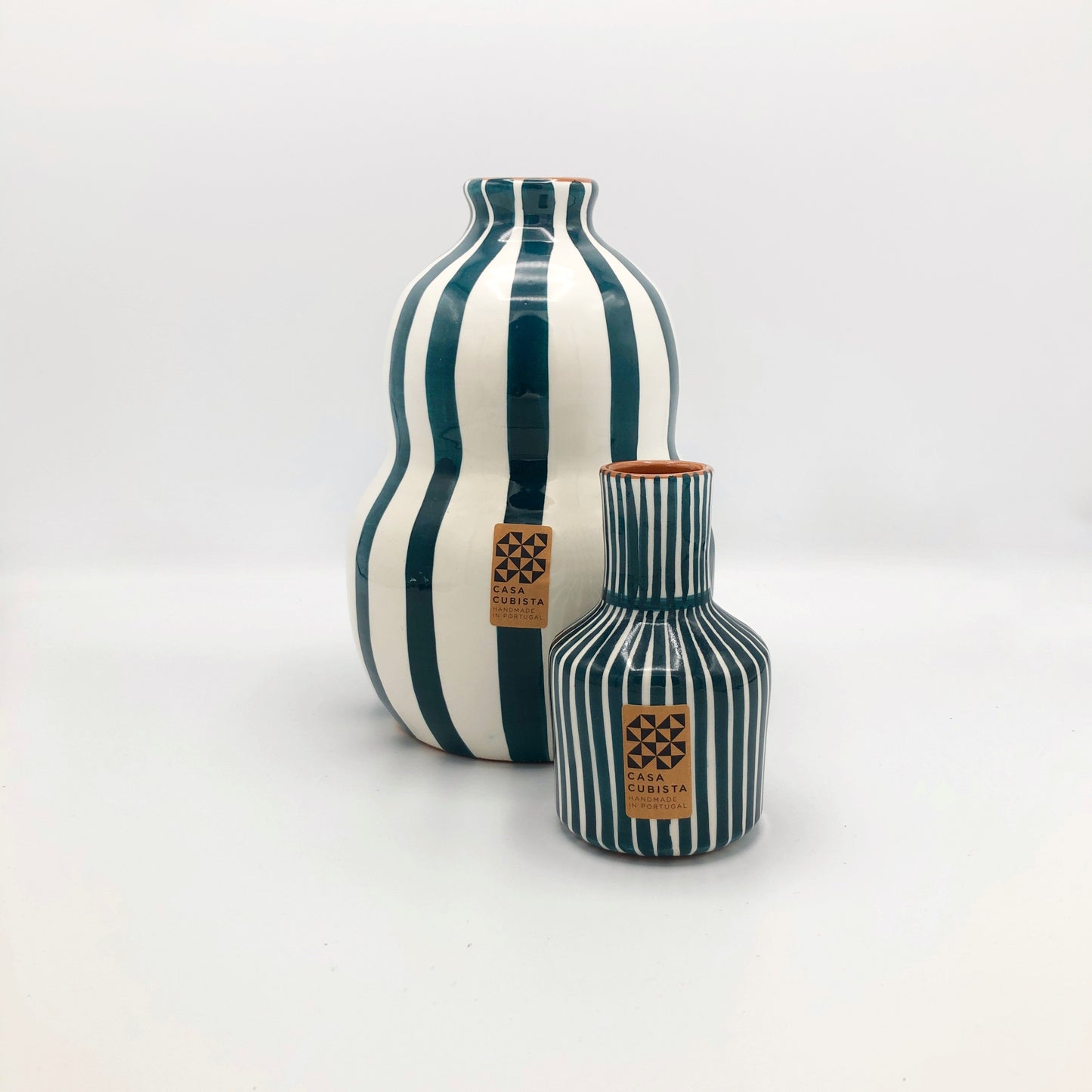 Vase gourde Bleu Canard Bold Stripe Casa Cubista