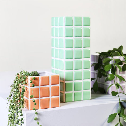 Green mosaic vase