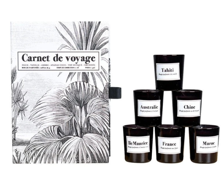 Coffret de 6 bougies carnet de voyage mini