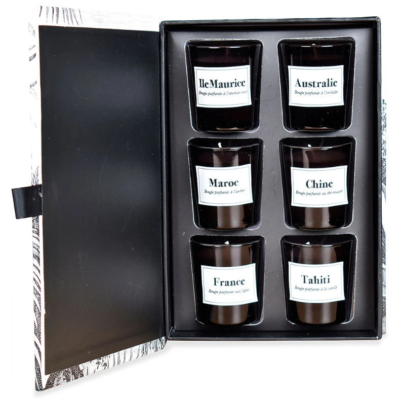 Coffret de 6 bougies carnet de voyage mini
