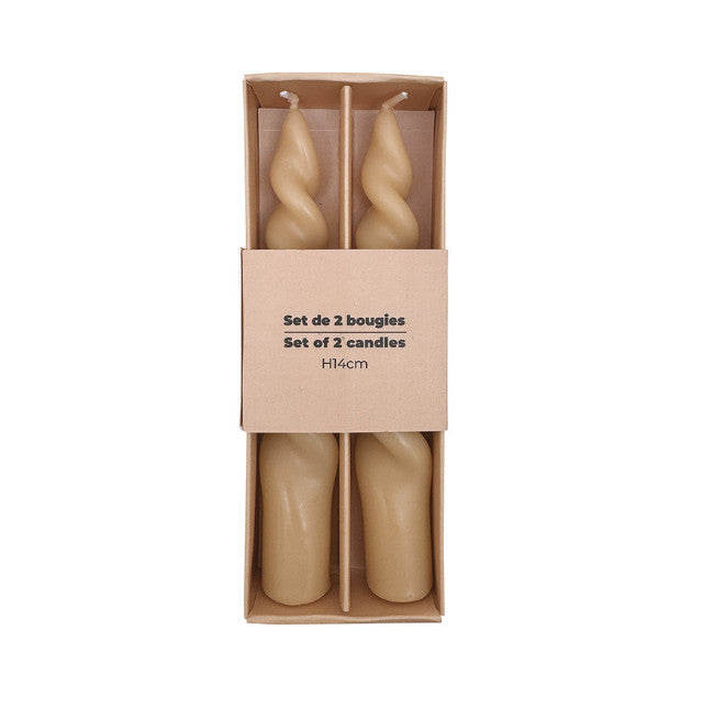 Set of 2 short twisted candles