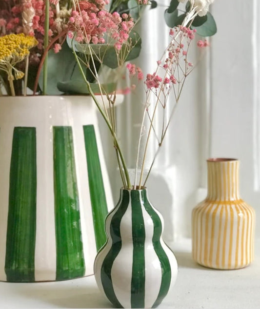 Casa Cubista Sage Bold Stripe Mini Gourd Vase