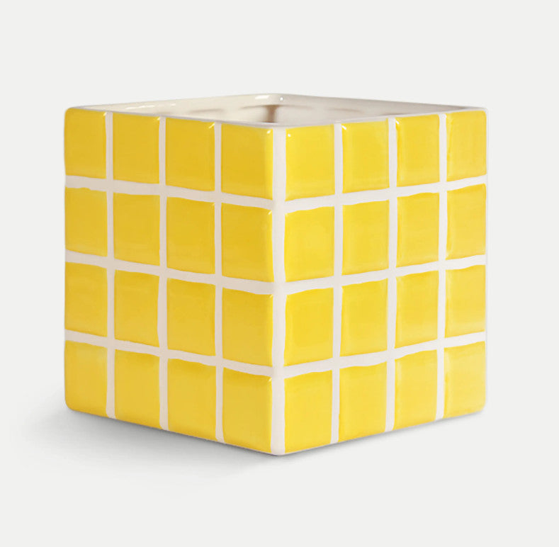 Jardinière en mosaique jaune