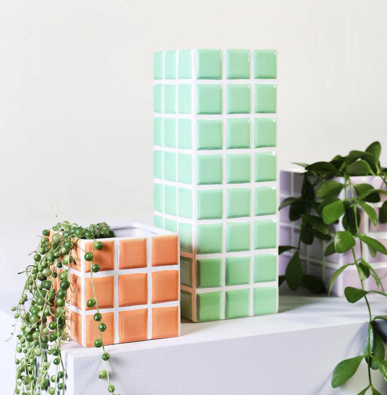 Petite jardinière en mosaïque pêche