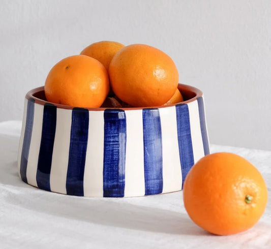 Saladier / vide poches conique Bleu Canard Bold stripe Casa Cubista
