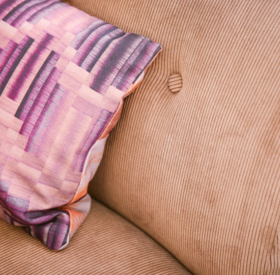 Purple flower print cushion