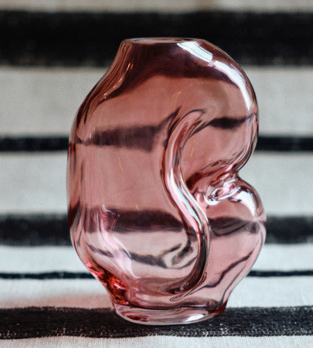 Small pink glass vase