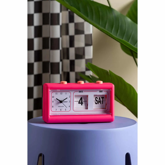 Horloge réveil rétro rose