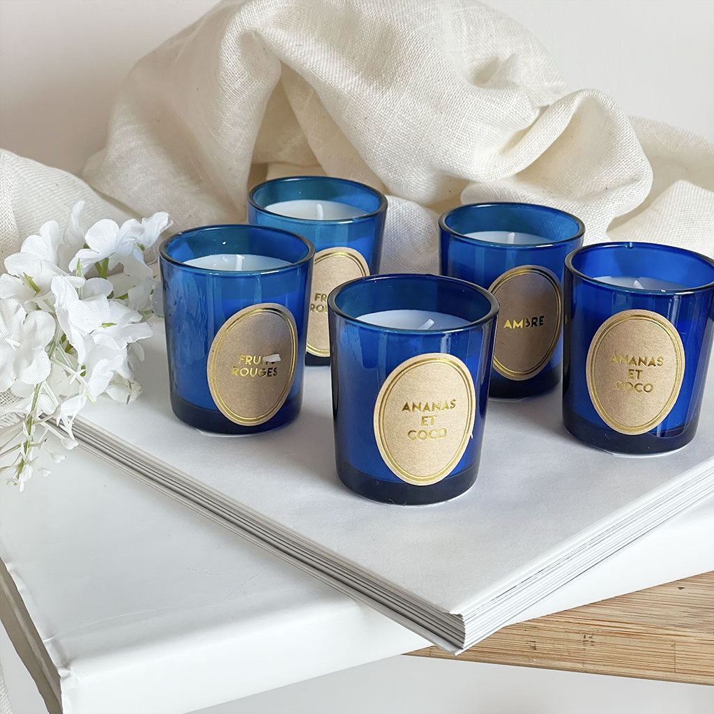 Coffret de 5 bougies Herbier bleu