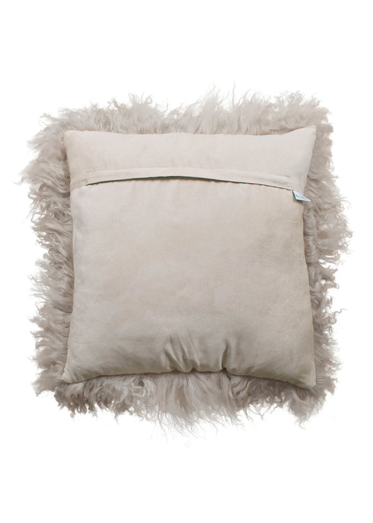 Sand-colored Tibetan Sheepskin Cushion