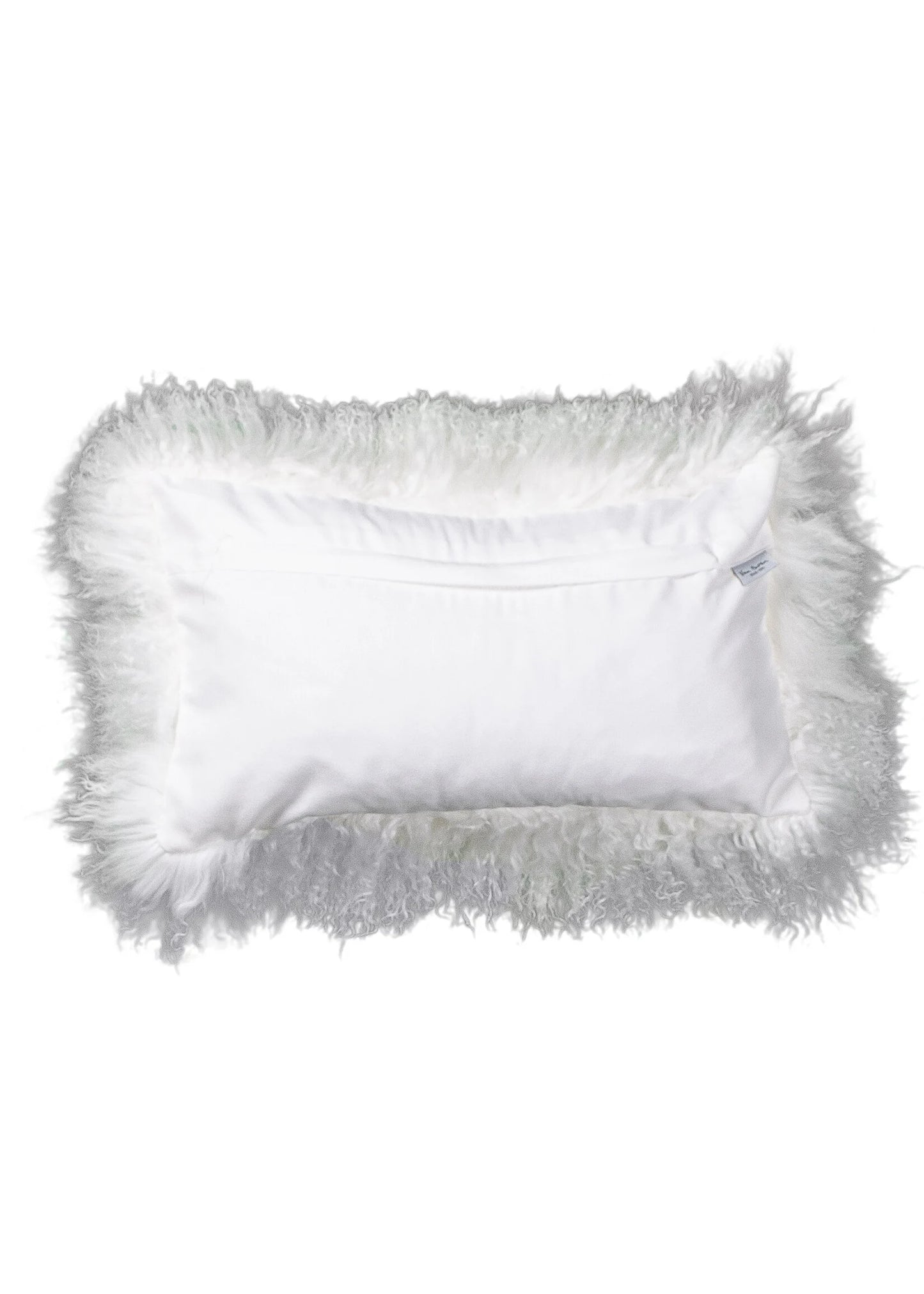 Rectangular White Tibetan Sheepskin Cushion