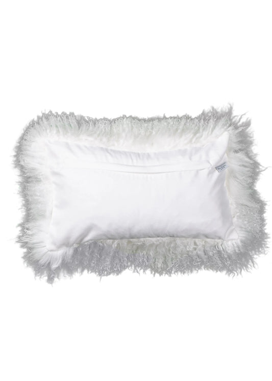 Rectangular White Tibetan Sheepskin Cushion