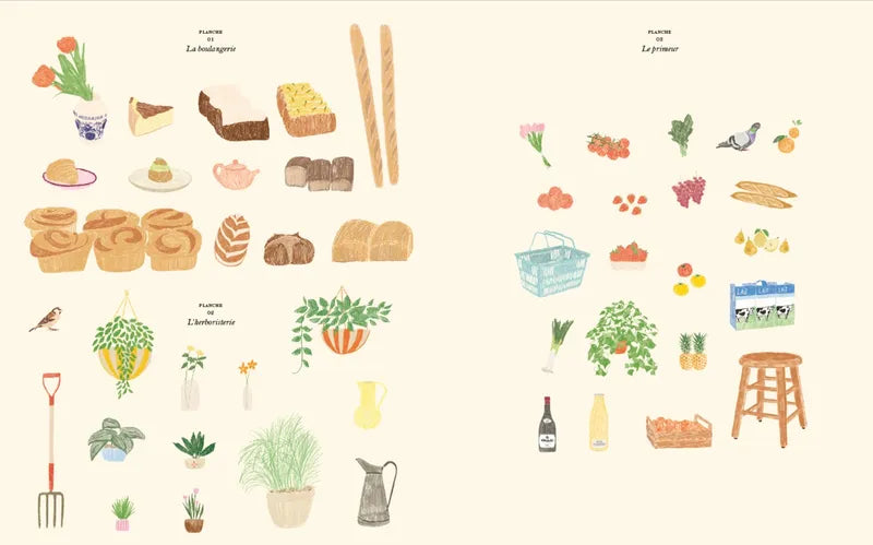 Coloring and sticker book / The Market - Zoé de Las Cases 