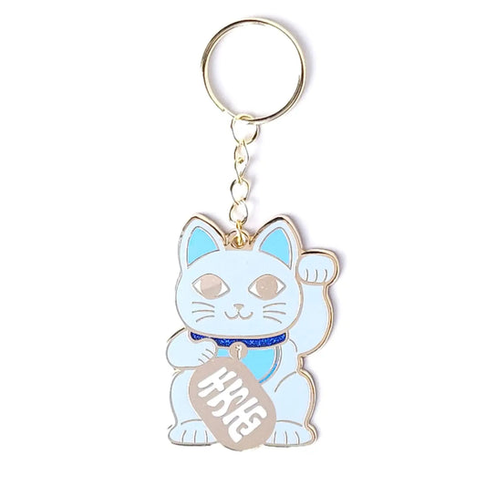 Porte-clés Maneki Neko bleu