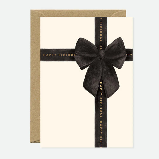 Happy Birthday Black Bow - Carte de voeux