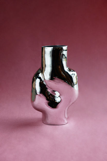 Large chrome vase