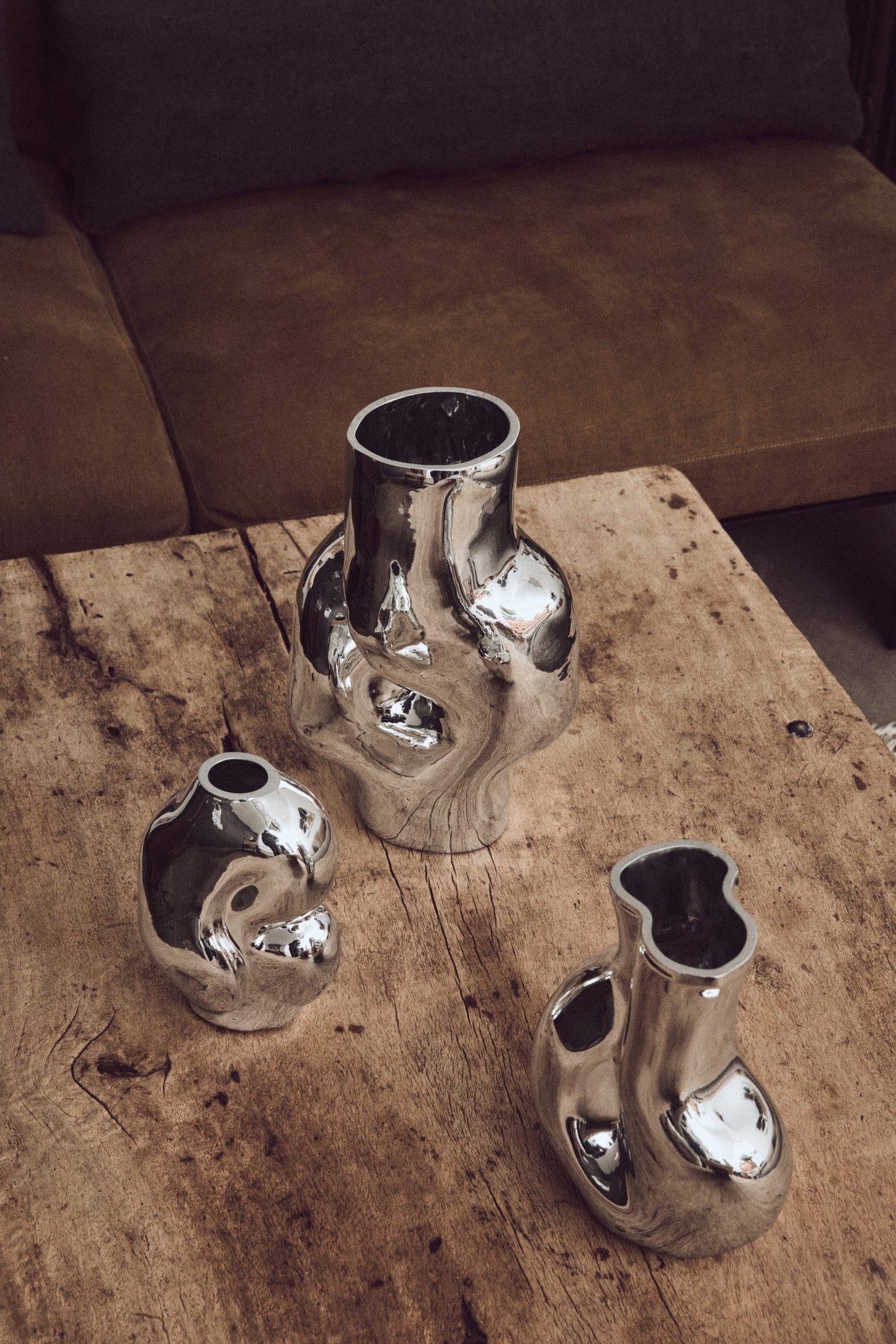 Large chrome vase