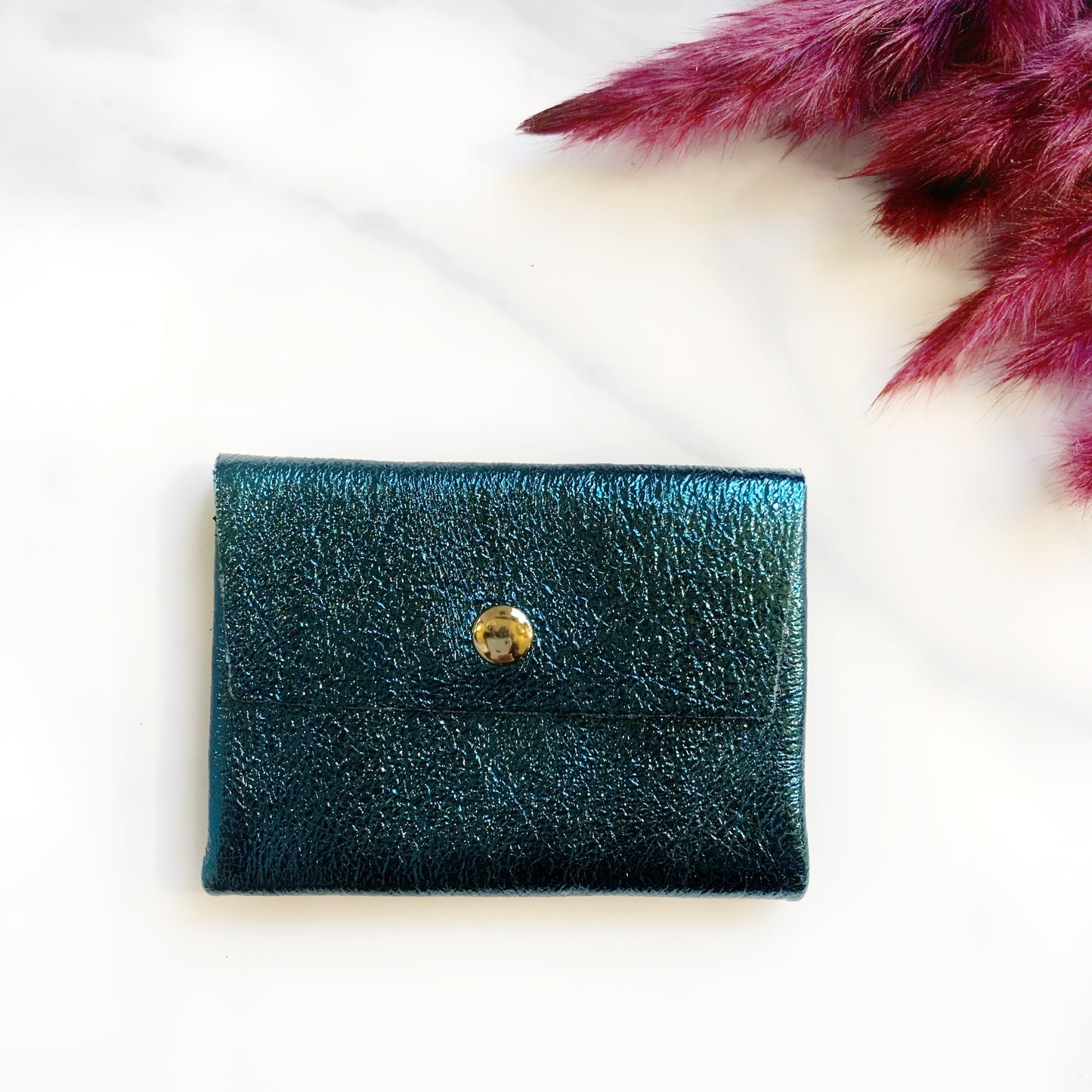 Porte-monnaie en cuir pailleté