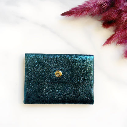 Porte-monnaie en cuir pailleté