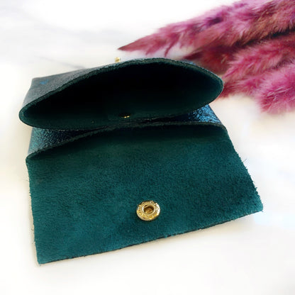 Porte-monnaie en cuir pailleté