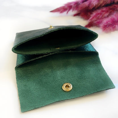 Porte-monnaie en cuir pailleté