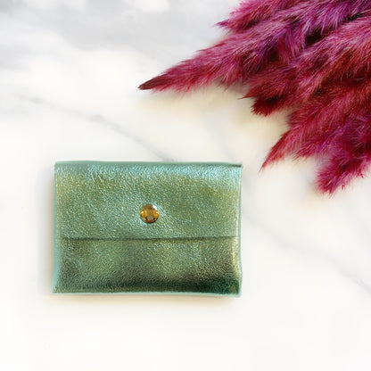 Porte-monnaie en cuir pailleté