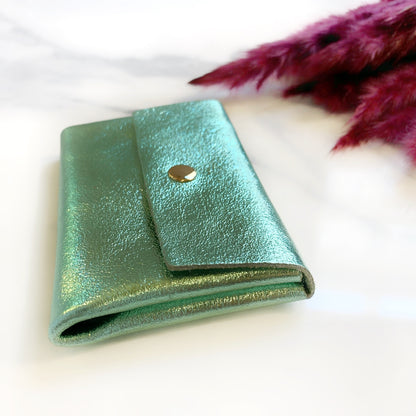 Porte-monnaie en cuir pailleté