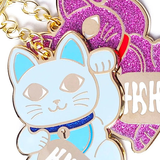 Porte-clés Maneki Neko bleu