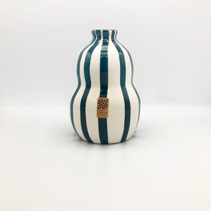 Vase gourde Bleu Canard Bold Stripe Casa Cubista