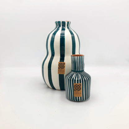 Vase gourde Bleu Canard Bold Stripe Casa Cubista