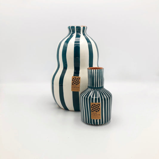 Vase gourde Bleu Canard Bold Stripe Casa Cubista