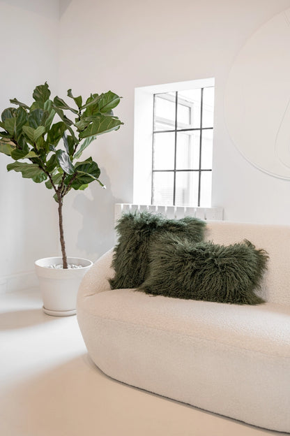 Coussin Peau de Mouton du Tibet Vert