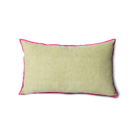 Coussin en lin vert & rose