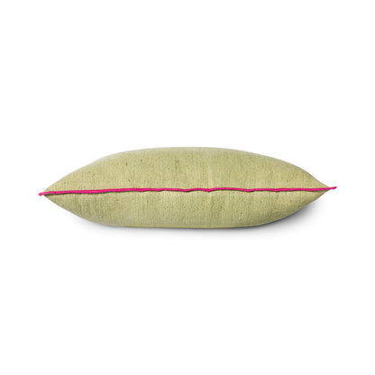 Coussin en lin vert & rose