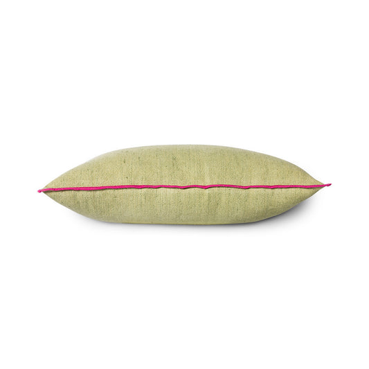 Coussin en lin vert & rose