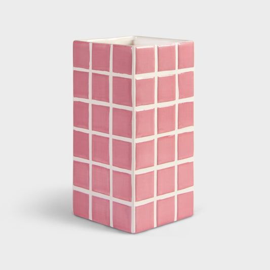 Vase en mosaïque rose
